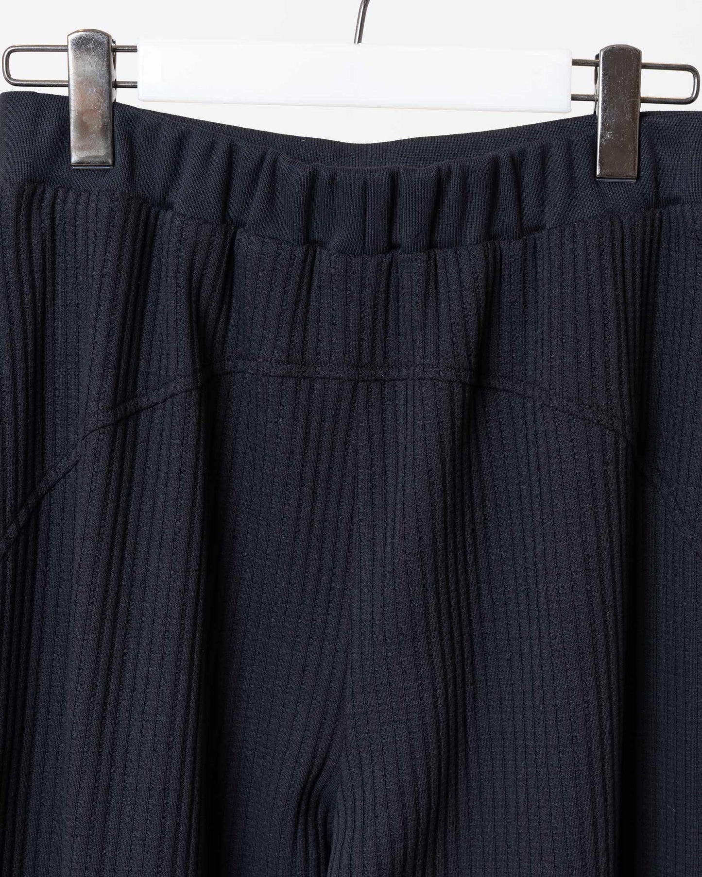 立體格紋針織寬褲(黑色)