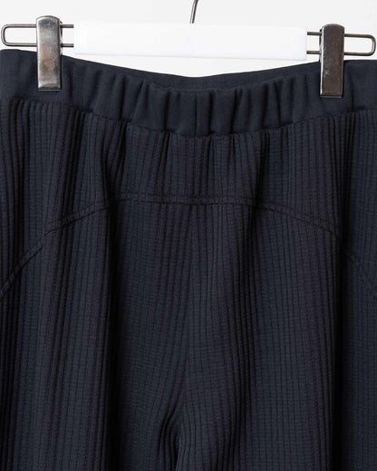 立體格紋針織寬褲(黑色)