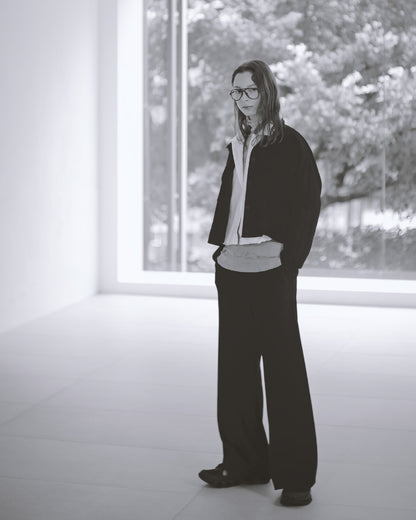 立領貼袋織紋外套(黑色)