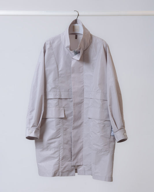 光澤質感高領風衣外套