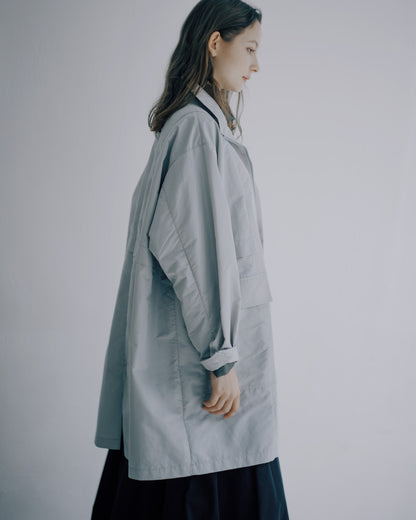 光澤質感高領風衣外套