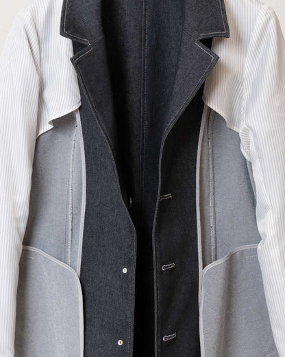 收腰挺版丹寧西裝外套(黑色)