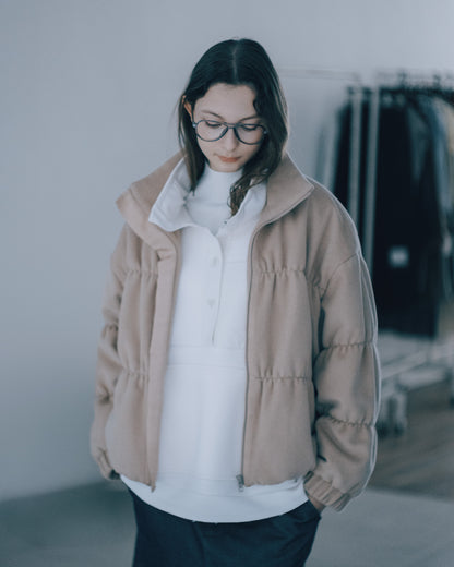 拼接口袋紋理上衣(米白)