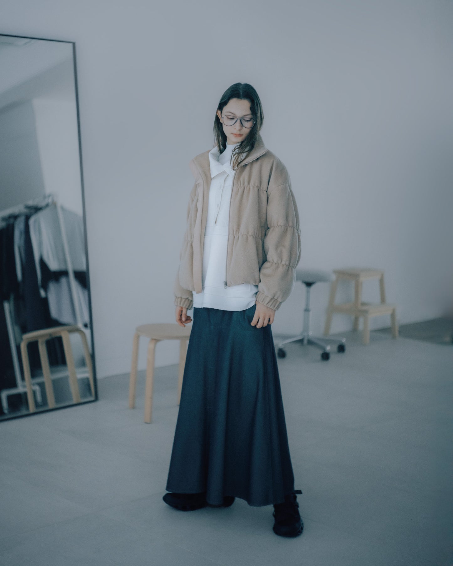 絨毛絎縫鋪棉外套(卡其)