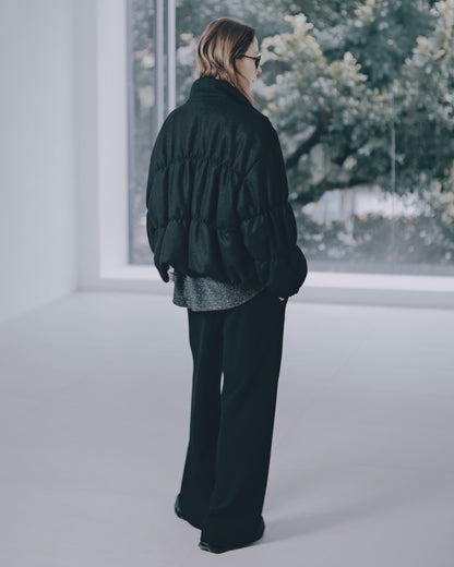 絨毛絎縫鋪棉外套(黑色)