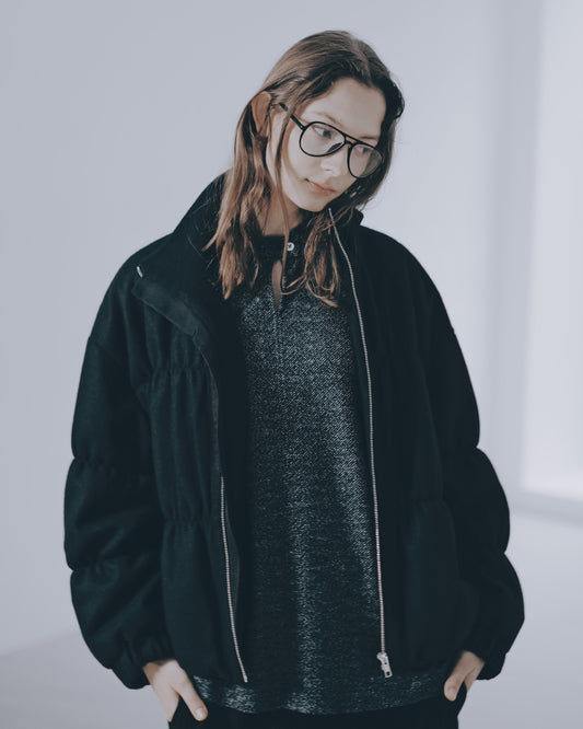 絨毛絎縫鋪棉外套(黑色)