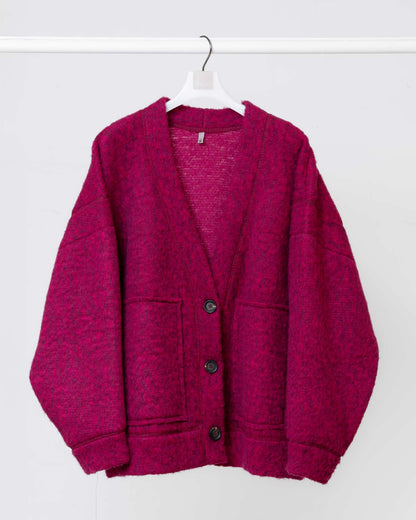 毛絨開襟外套(磚紅)