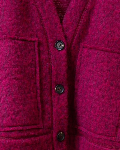 毛絨開襟外套(磚紅)