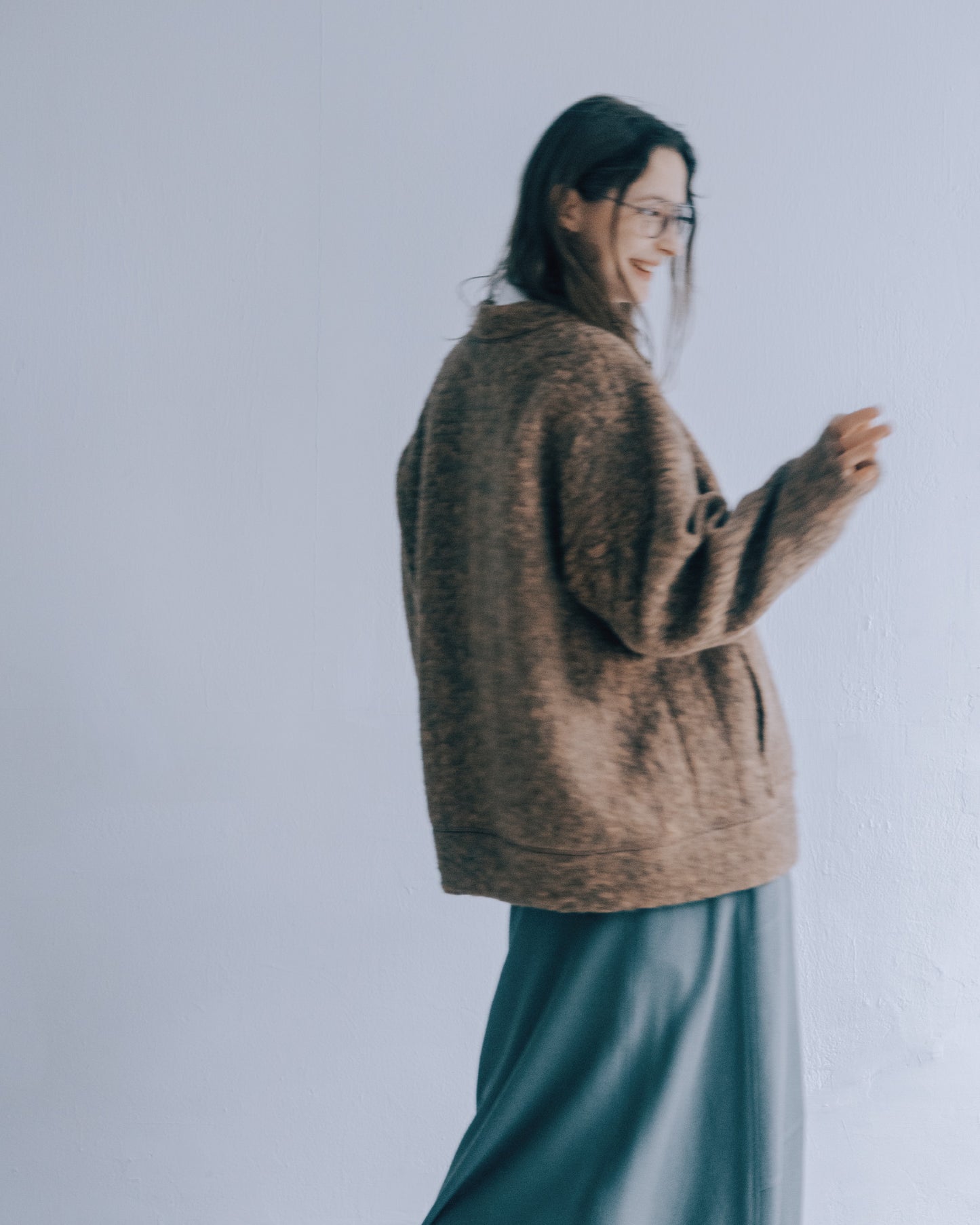 毛絨開襟外套(卡其)