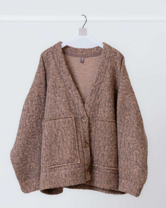 毛絨開襟外套(卡其)