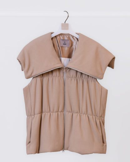 羊毛混紡鋪棉背心(卡其)