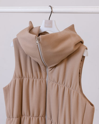 羊毛混紡鋪棉背心(卡其)