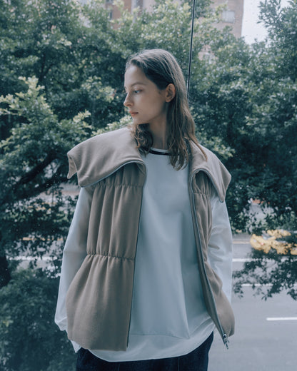 羊毛混紡鋪棉背心(卡其)