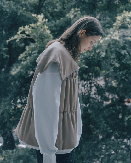 羊毛混紡鋪棉背心(卡其)