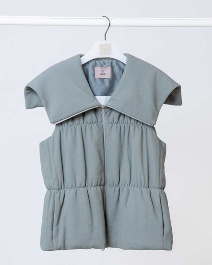 羊毛混紡鋪棉背心(綠色)