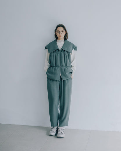 羊毛混紡鋪棉背心(綠色)