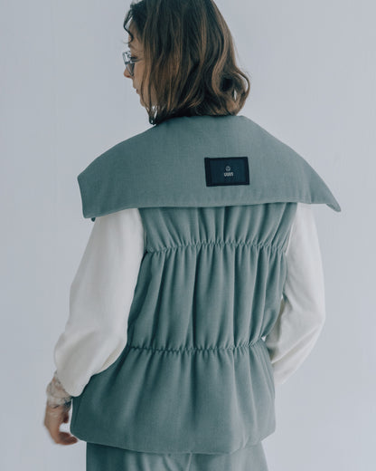 羊毛混紡鋪棉背心(綠色)