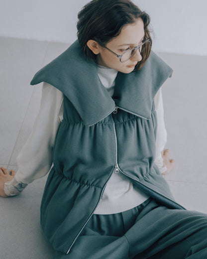 羊毛混紡鋪棉背心(綠色)