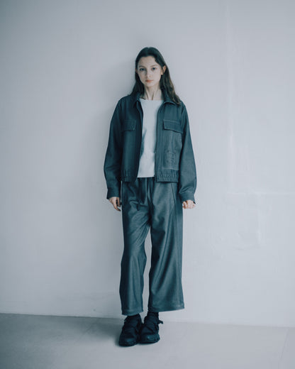 綁帶抽繩直筒長褲(黑咖)