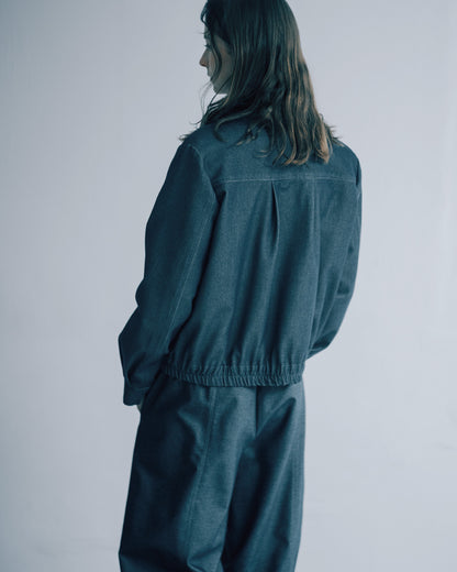 蓋袋翻領短版外套(黑咖)