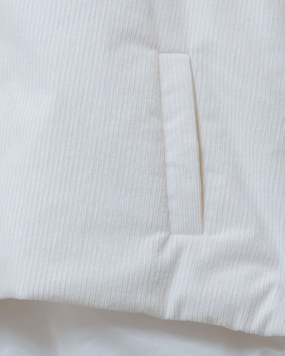 立領燈芯絨鋪棉背心(白色)