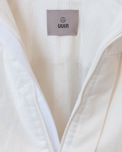 立領燈芯絨鋪棉背心(白色)