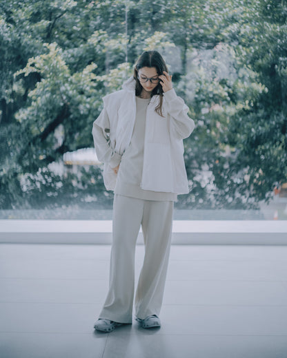 立領燈芯絨鋪棉背心(白色)