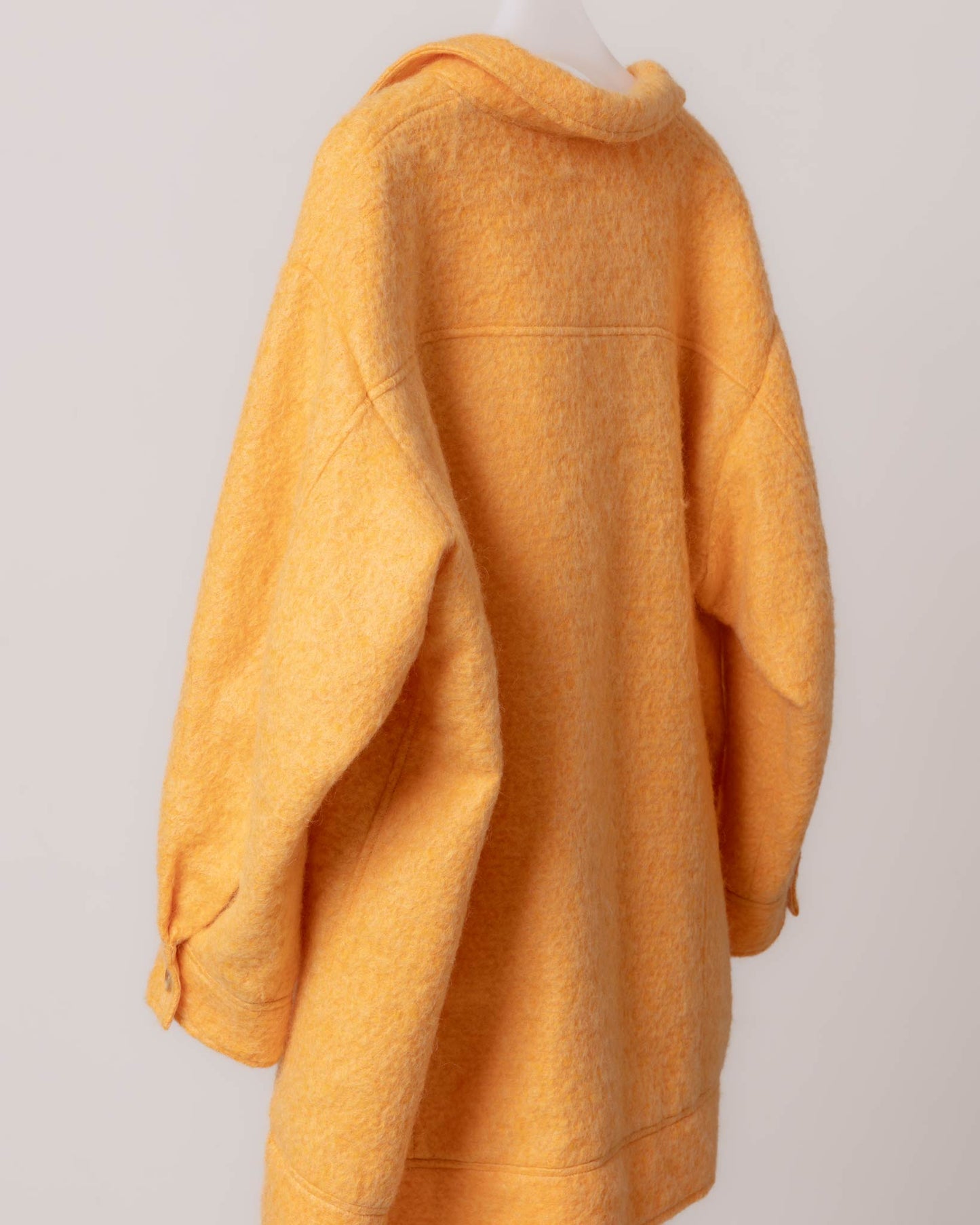 毛呢亮橘翻領羊毛大衣