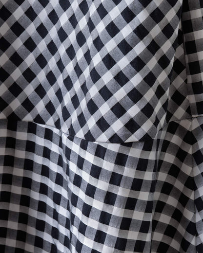 Black and white plaid sailor bow tie long dress 