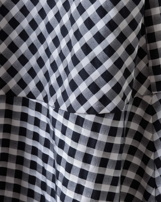 Black and white plaid sailor bow tie long dress 