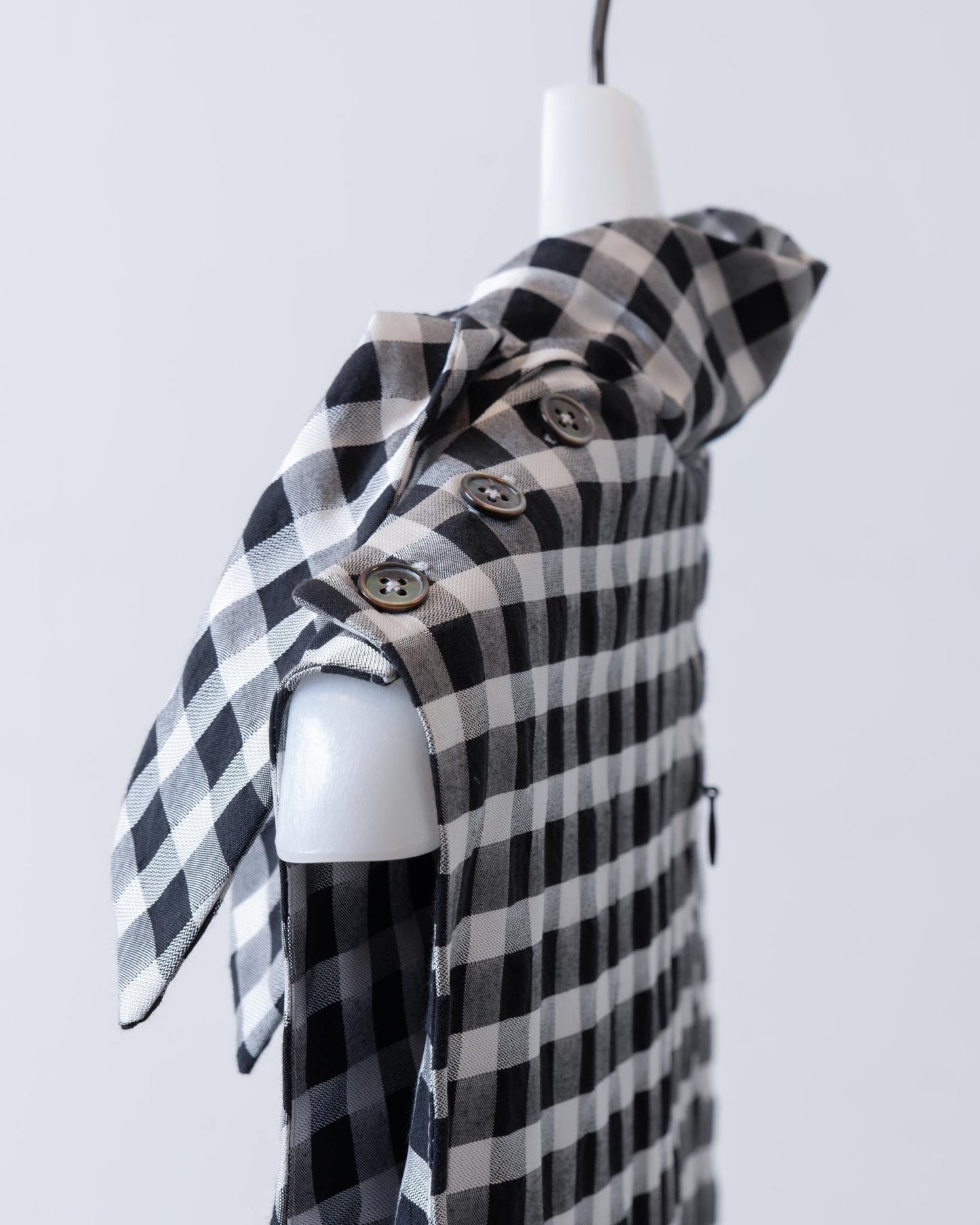 Black and white plaid sailor bow tie long dress 
