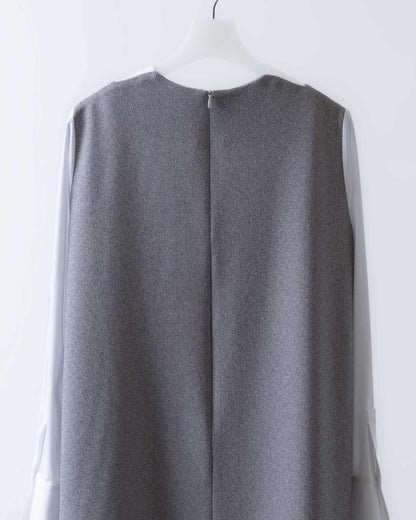 Two-tone jacquard knitted patchwork dress (gray) 
