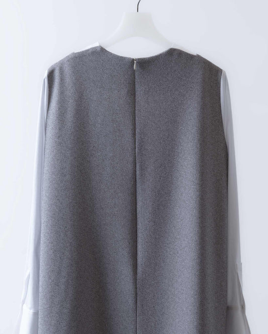 Two-tone jacquard knitted patchwork dress (gray) 