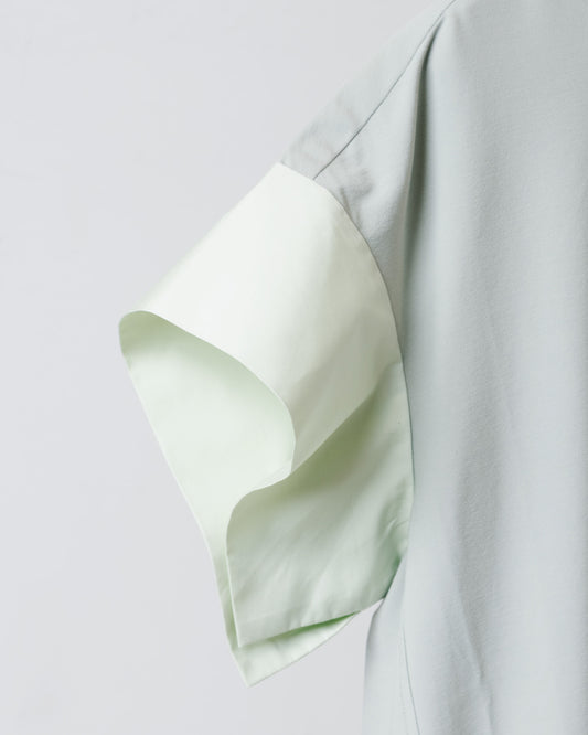 Two-color stitching fishtail dress (light green) 