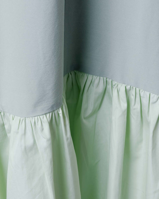Two-color stitching fishtail dress (light green) 