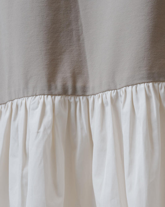Two-tone stitching fishtail dress (khaki) 