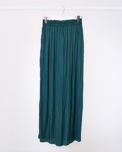 霧光緞面鬆緊寬褲(綠色)