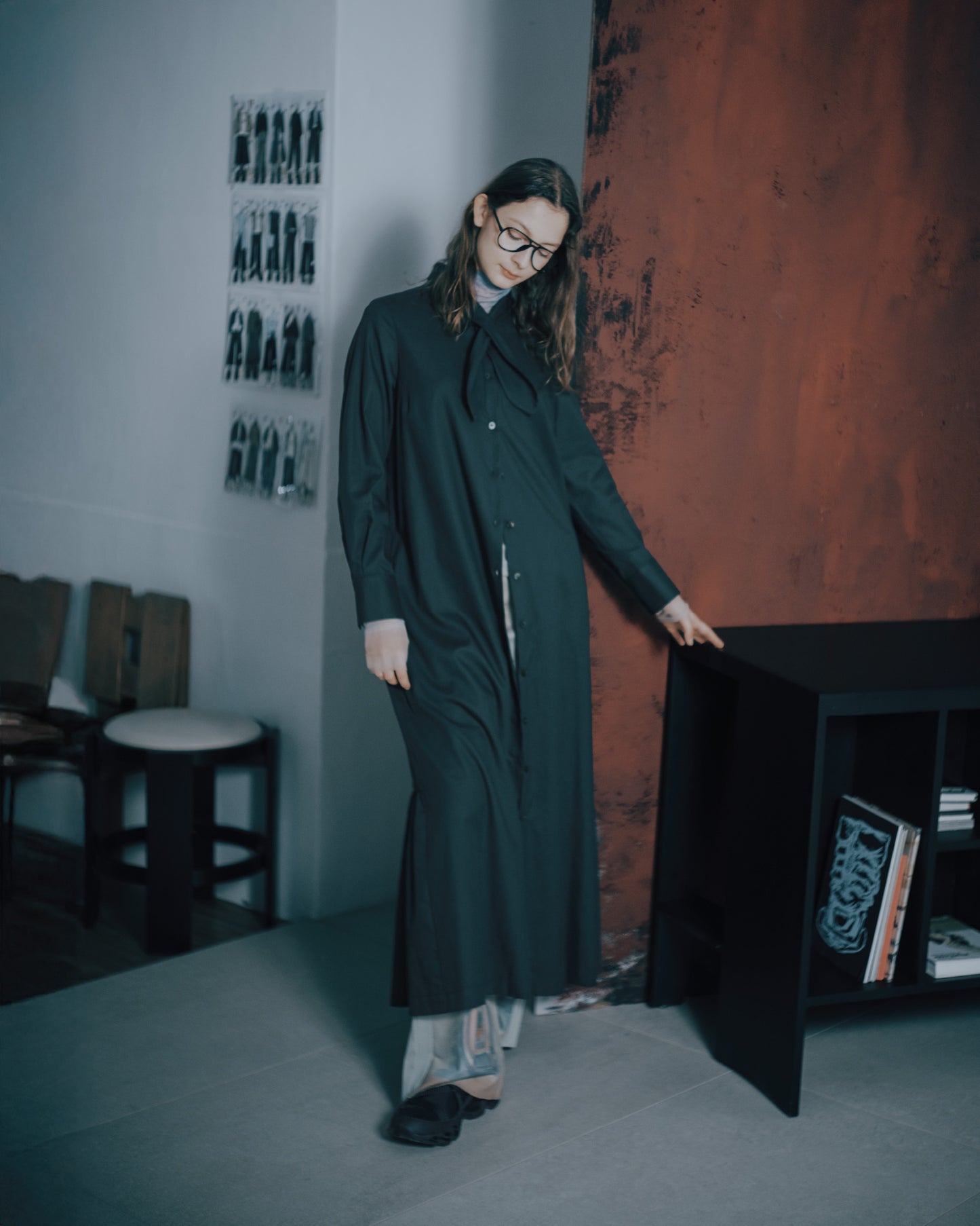 水兵領結魚尾長洋裝(深綠)