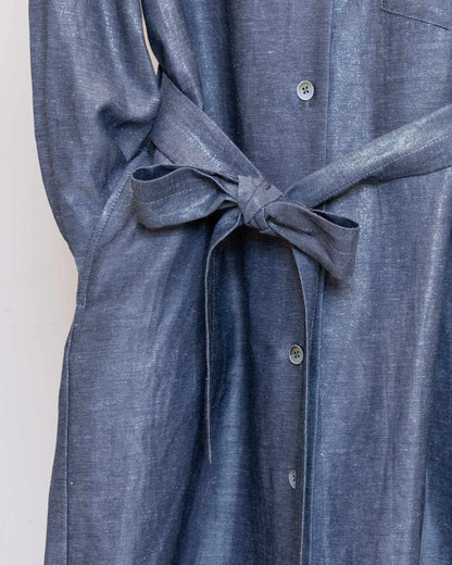 Shiny silver onion twill long dress 