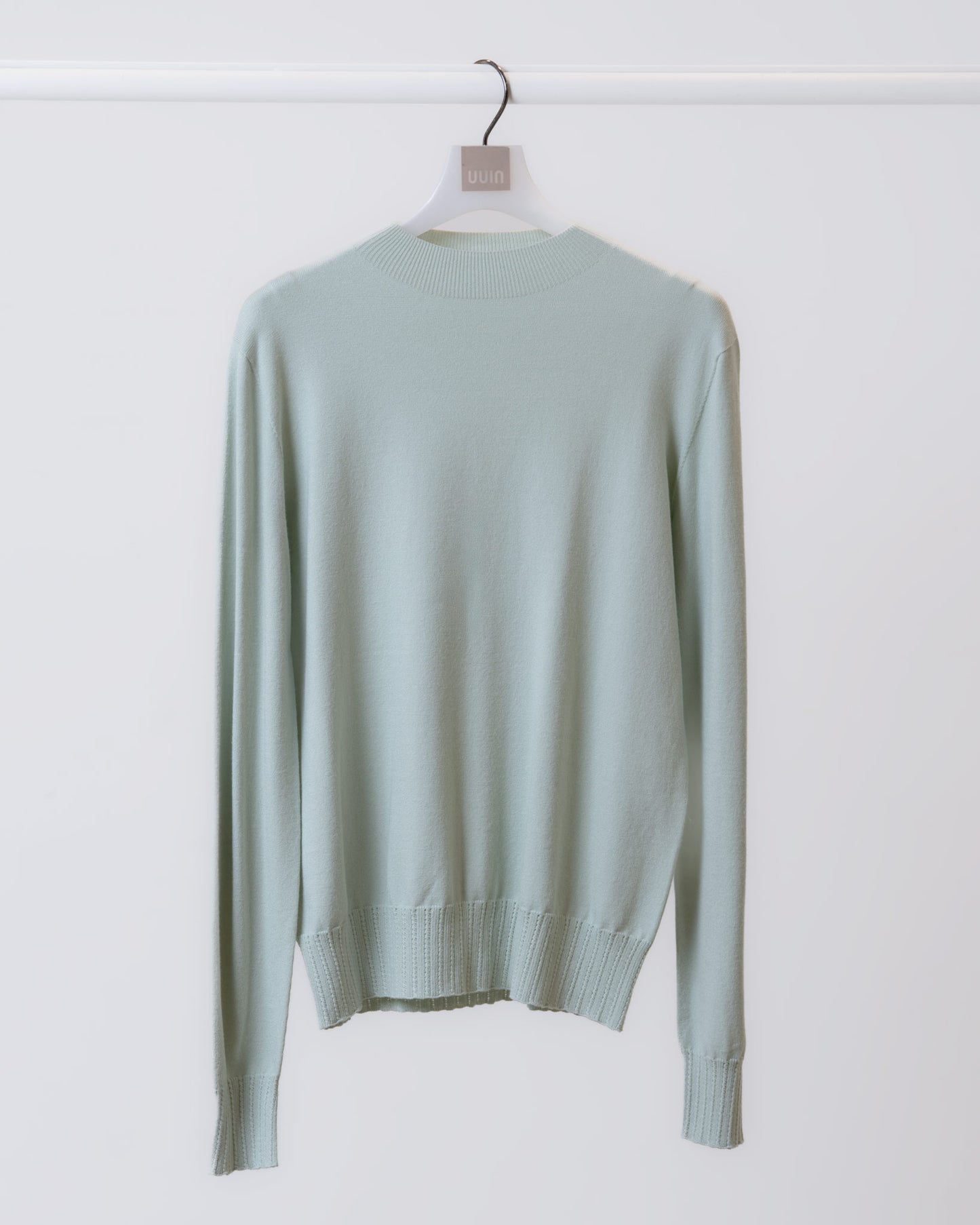Rope-weave long-sleeved knit top (light green) 