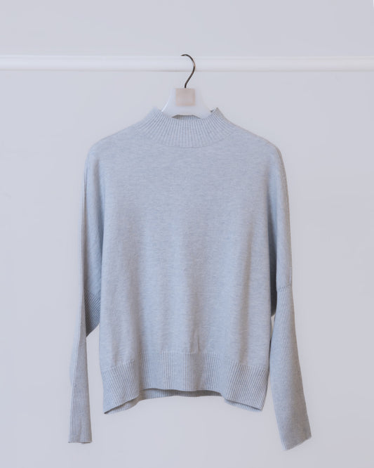 一體成型寬版連袖高領上衣(灰色)