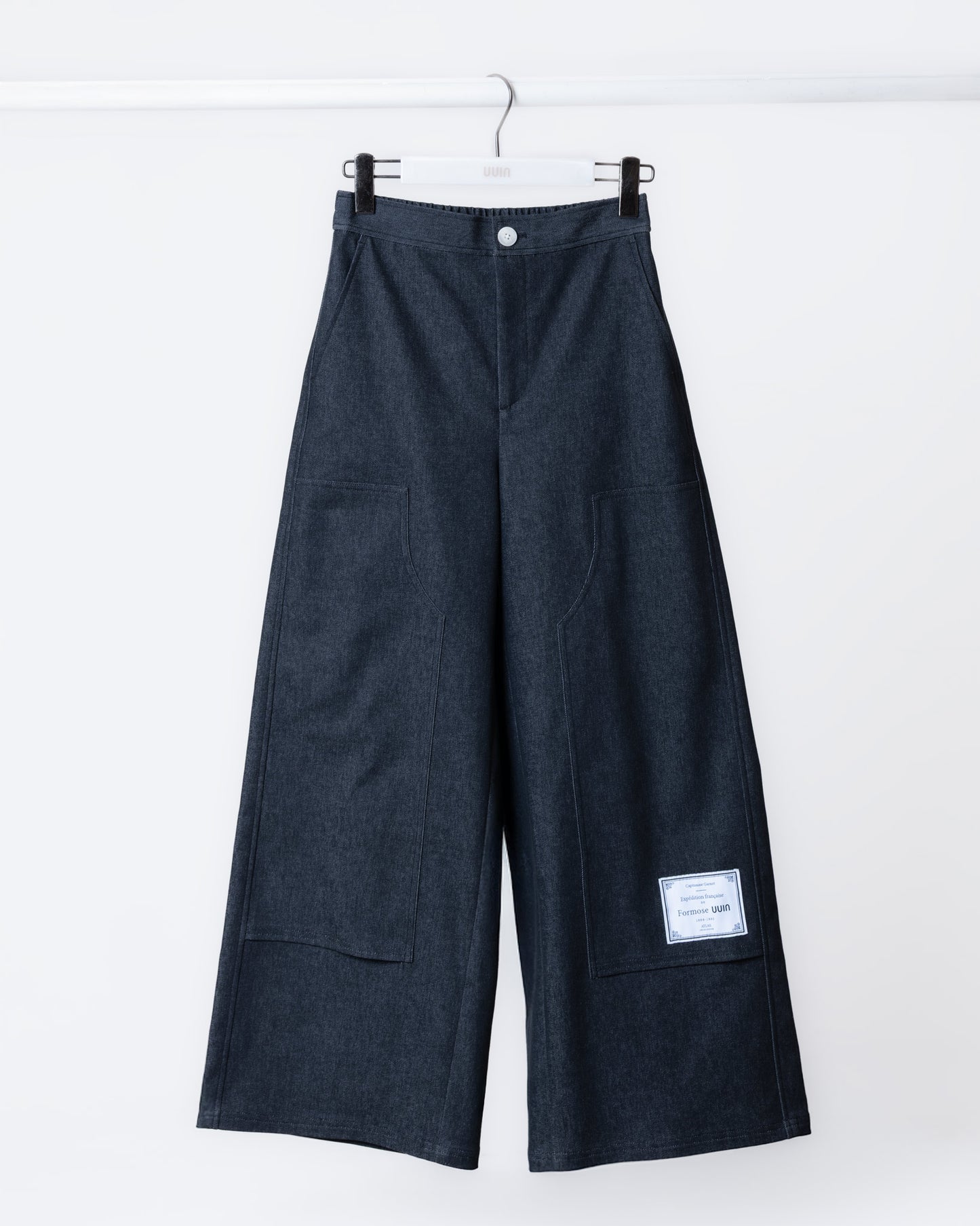 結構褲片拼接牛仔褲(黑色)