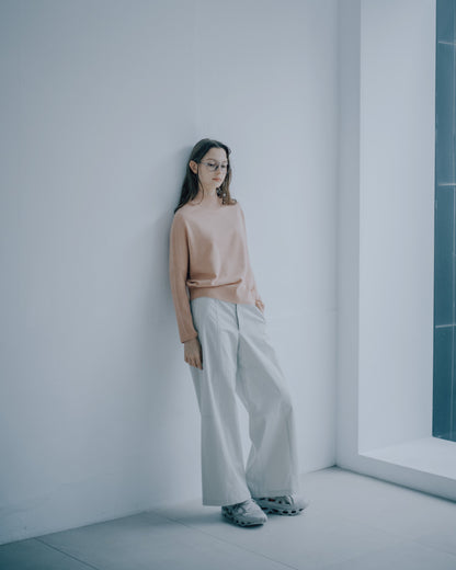 一體成型寬版連袖高領上衣(粉色)