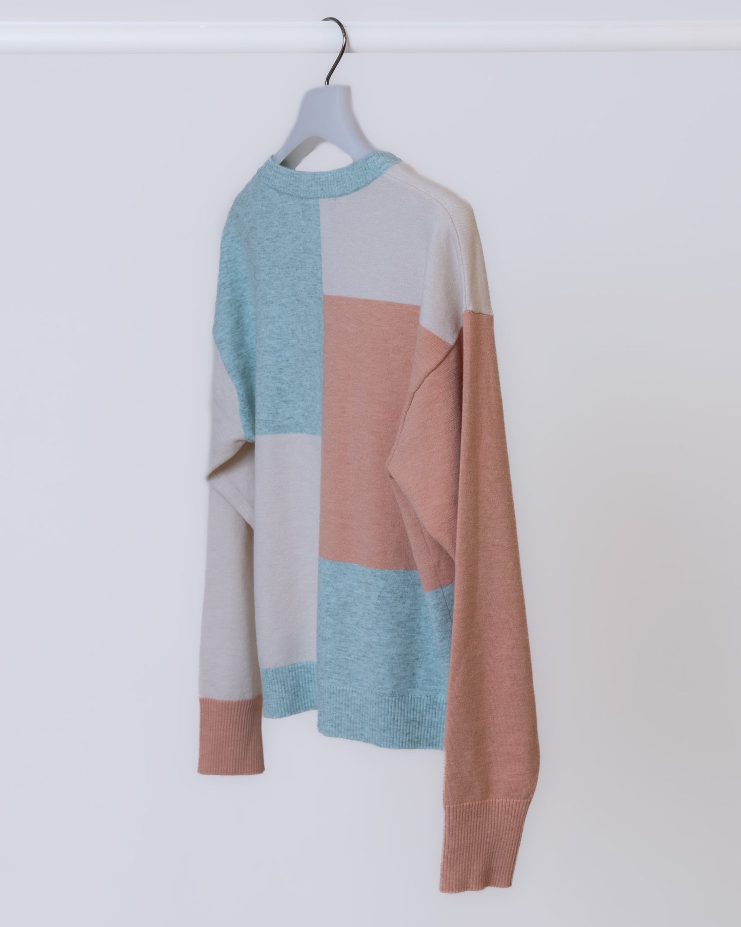 色塊拼接長袖針織上衣(彩色)