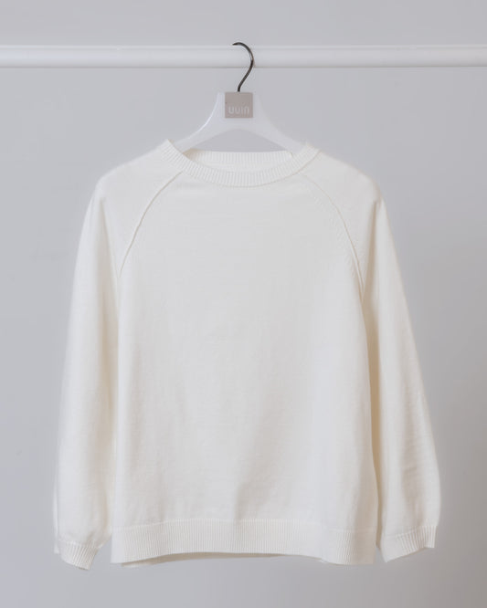 拉克蘭袖圓領上衣(米白)