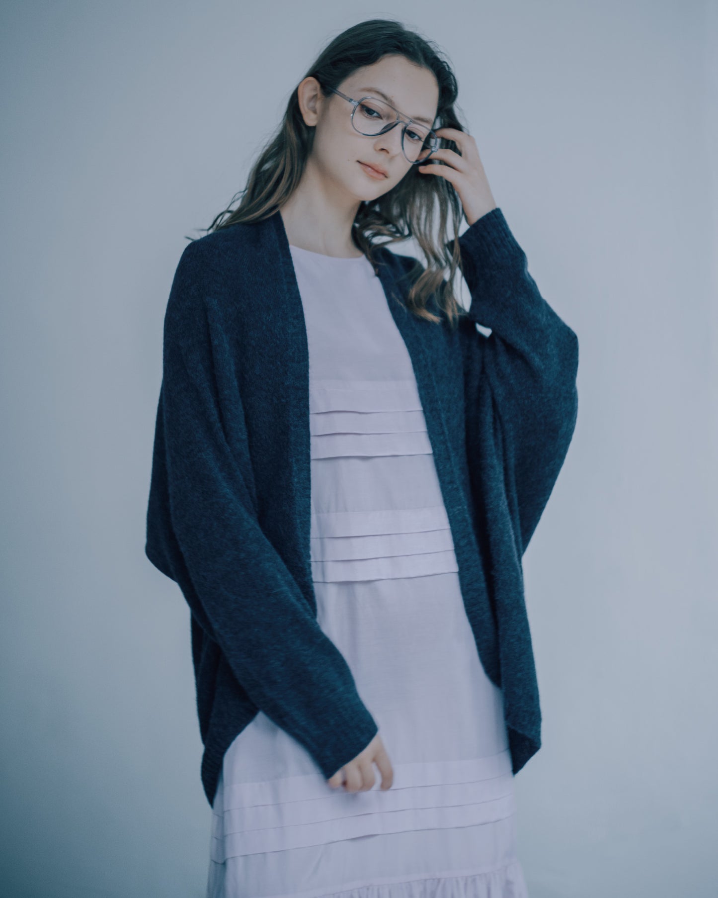 無釦開襟針織外套(鐵灰)