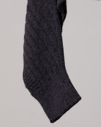 高領橫紋寬袖針織上衣(鐵灰)