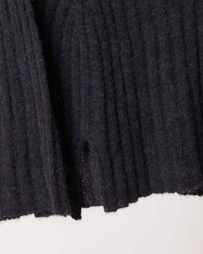 高領寬鬆針織斗篷(黑色)