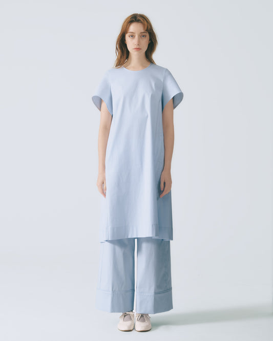 俐落剪裁長洋裝(藍色)