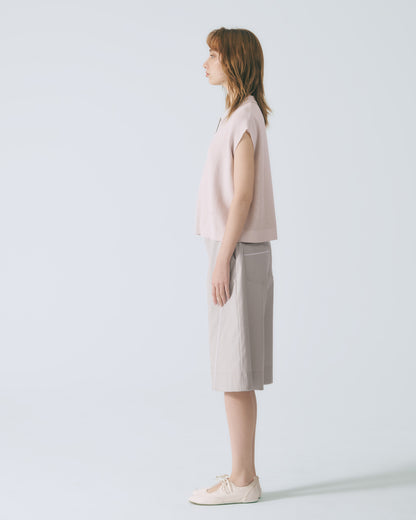 蕾絲切線五分寬褲(淺灰)